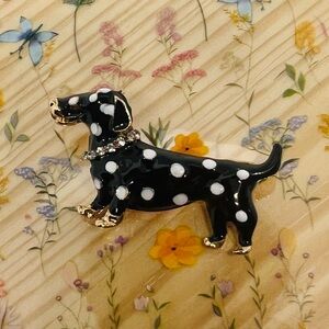 Black and White Polka Dot Dog Brooch - #198